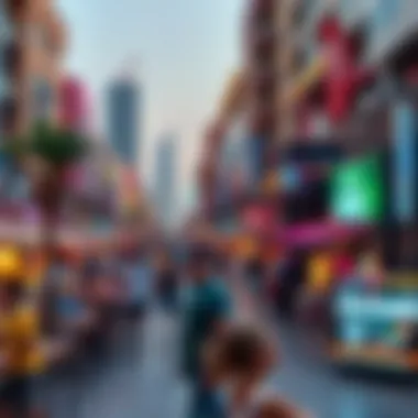 A vibrant entertainment district in Abu Dhabi, featuring dining and nightlife