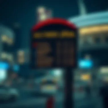 Public transport signage indicating bus timings in Dubai South