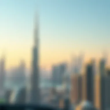 Futuristic Skyline of Dubai A skyline view of Dubai showcasing futuristic architecture