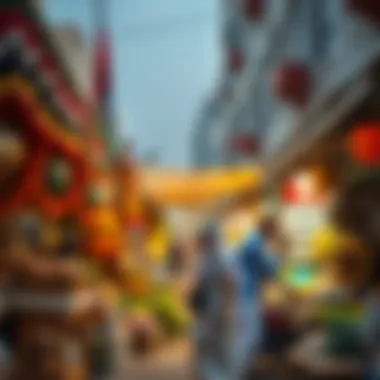 Cultural Diversity in Dubai A vibrant market scene with diverse cultural elements