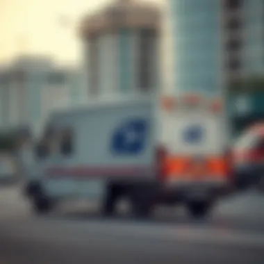 Postal delivery truck in Dubai