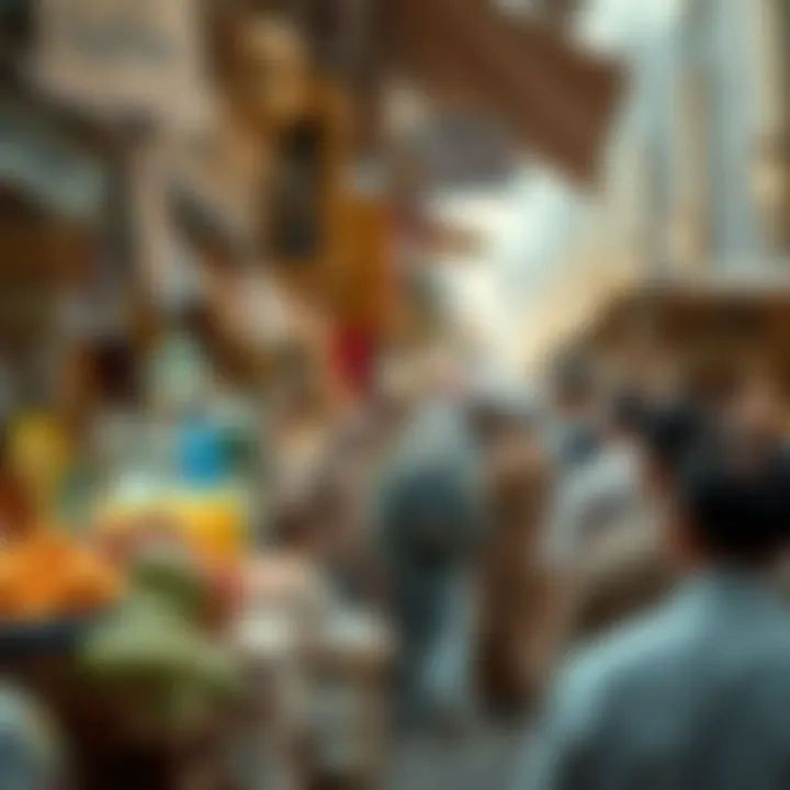 The Bustling Markets of Ramadan A vibrant market scene showcasing Ramadan merchandise