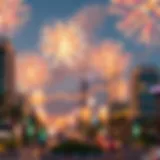 Celebration of UAE public holiday with fireworks