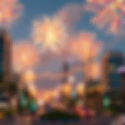 Celebration of UAE public holiday with fireworks