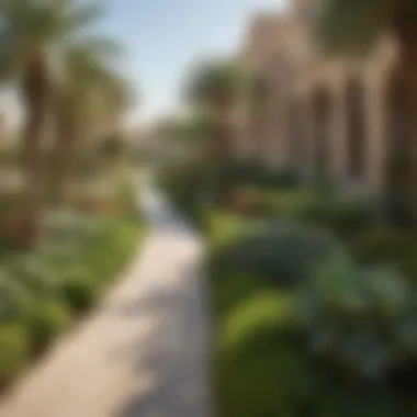 Beautifully landscaped gardens within Uptown Al Zahia