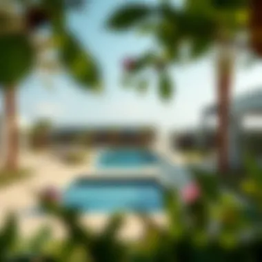 Community amenities including a pool and landscaped gardens in Sobha Hartland