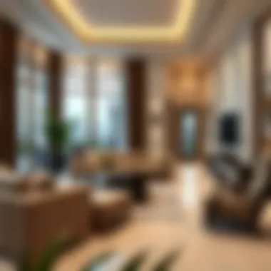 Luxurious interior design of a villa living space with elegant furnishings