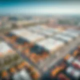 Aerial view of warehouses in Ras Al Khor
