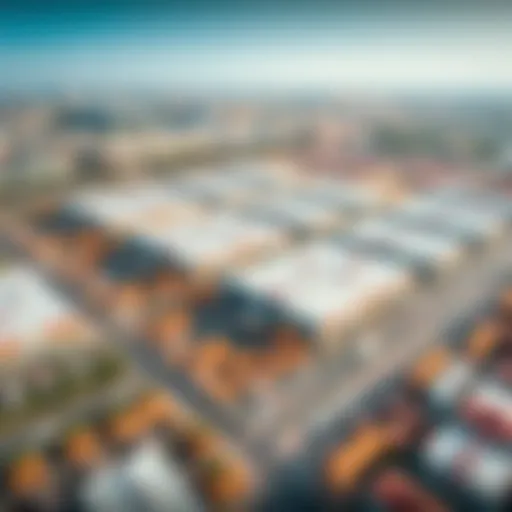 Aerial view of warehouses in Ras Al Khor