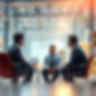 Business professionals discussing warehouse leasing