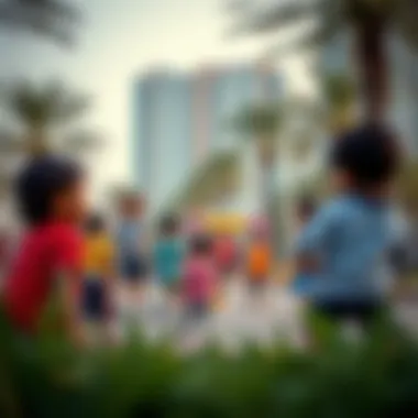 Children Engaging in Outdoor Fun Children engaging in outdoor activities at Warqa Park